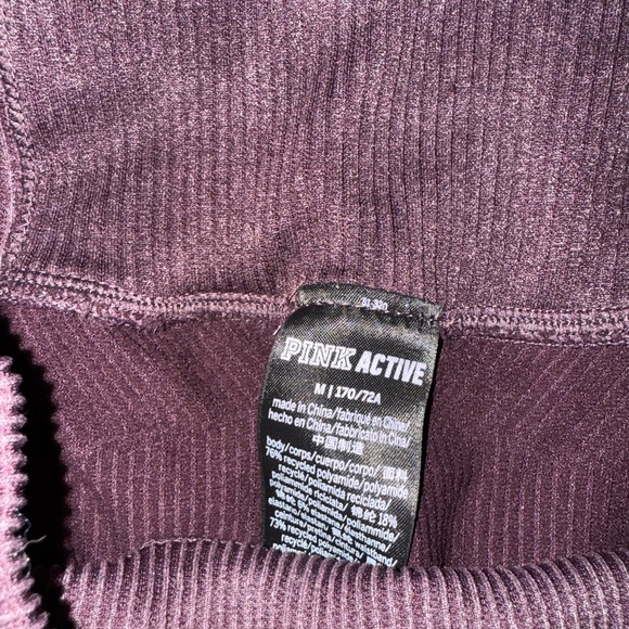 Victoria Secret PINK Seamless Leggings Size M Ribbed Burgundy - Picture 2 of 3